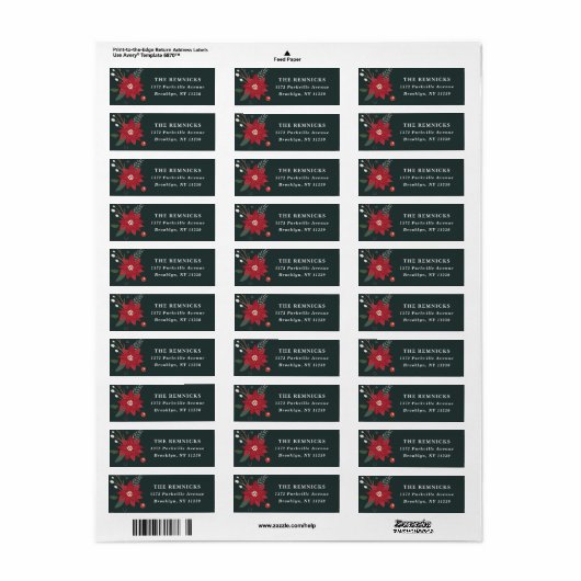Christmas Wreath Floral Holiday Address Label (Full Sheet)