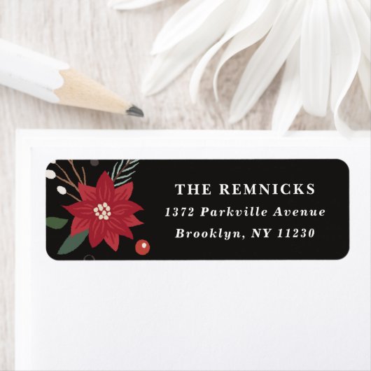 Christmas Wreath Floral Holiday Address Label (Insitu)