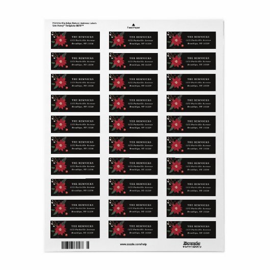 Christmas Wreath Floral Holiday Address Label (Full Sheet)
