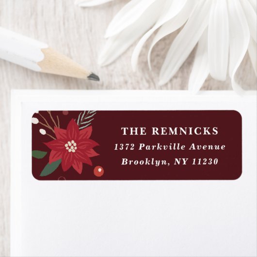 Christmas Wreath Floral Holiday Address Label (Insitu)
