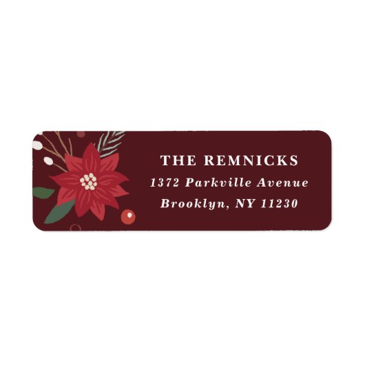 Christmas Wreath Floral Holiday Address Label (Voorkant)