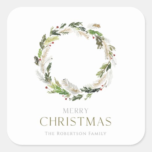 Christmas Wreath Gift Sticker (Voorkant)