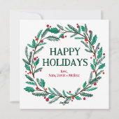 Christmas Wreath Hand-Drawn AANGEPASTE FOTO Feestdagenkaart (Achterkant)