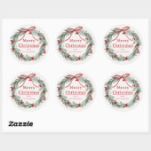 Christmas Wreath Happy Holidays Family Name | Ronde Sticker (Vel)