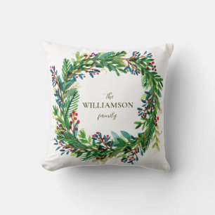 Christmas Wreath Holiday familienaam Holi Kussen