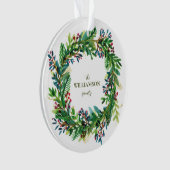 Christmas Wreath Holiday familienaam Holi Ornament (voorkant)