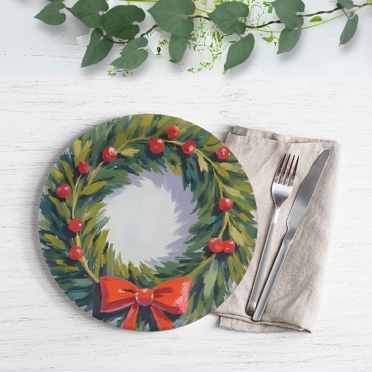 Christmas Wreath Holiday Party Geschilderd Papieren Bordje