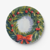Christmas Wreath Holiday Party Geschilderd Papieren Bordje (Voorkant)
