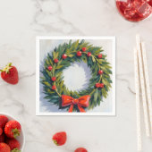 Christmas Wreath Holiday Party Geschilderd Servet (Insitu)