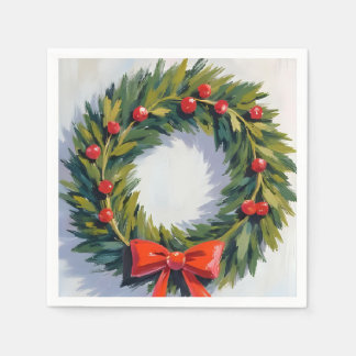 Christmas Wreath Holiday Party Geschilderd Servet