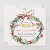 Christmas Wreath Holiday Party Uitnodigen Notitiekaartje (Voorkant)