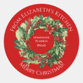Christmas Wreath Homemade Food Gift Red Ronde Sticker (Voorkant)