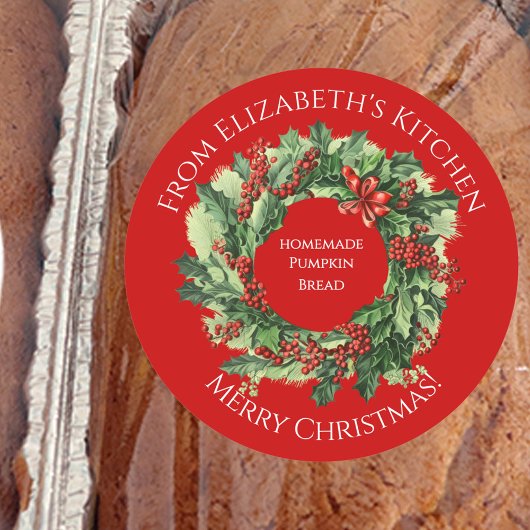 Christmas Wreath Homemade Food Gift Red Ronde Sticker