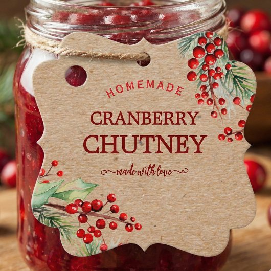 Christmas Wreath Homemade Jam Tag Bedankjes Labels