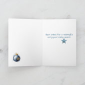 Christmas Wreath in Blue & Gold  Feestdagen Kaart (Binnen)