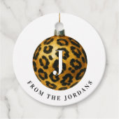 Christmas Wreath Leopard Crest Monogram  Bedankjes Labels (Voorkant)