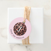 Christmas Wreath Leopard Crest Monogram Bedankjes Labels (In situ)
