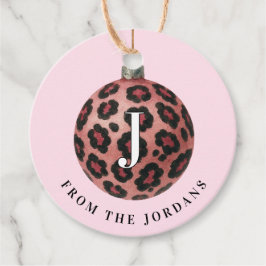 Christmas Wreath Leopard Crest Monogram Bedankjes Labels