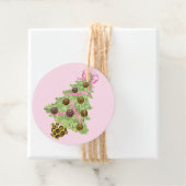 Christmas Wreath Leopard Crest Monogram Bedankjes Labels (In situ)