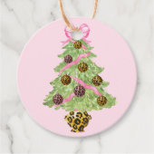 Christmas Wreath Leopard Crest Monogram Bedankjes Labels (Voorkant)