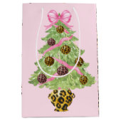 Christmas Wreath Leopard Crest Monogram  Medium Cadeauzakje (Voorkant)