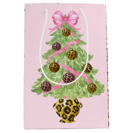 Christmas Wreath Leopard Crest Monogram Medium Cadeauzakje