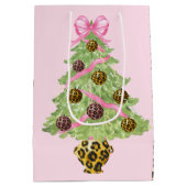 Christmas Wreath Leopard Crest Monogram  Medium Cadeauzakje (Achterkant)
