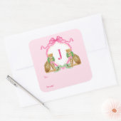 Christmas Wreath Leopard Crest Monogram  Vierkante Sticker (Envelop)