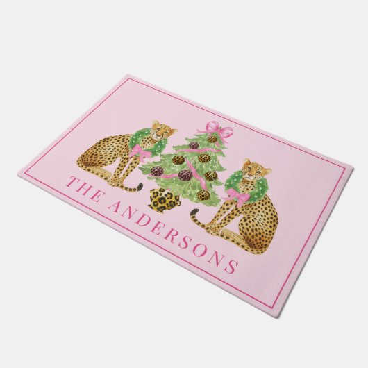 Christmas Wreath Leopard  Deurmat (Schuin)