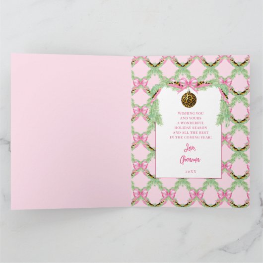 Christmas Wreath Leopard Kaart (Binnen)