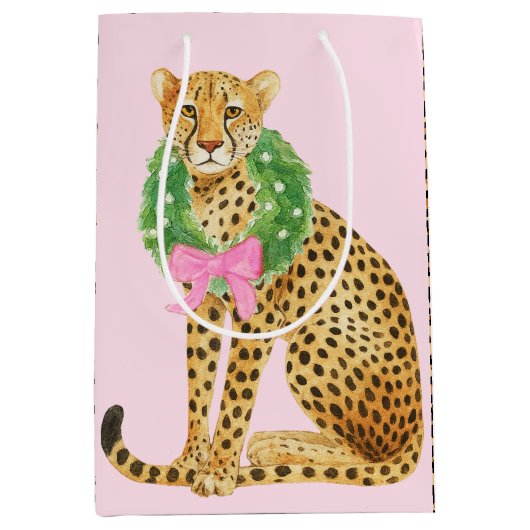 Christmas Wreath Leopard Medium Cadeauzakje (Voorkant)