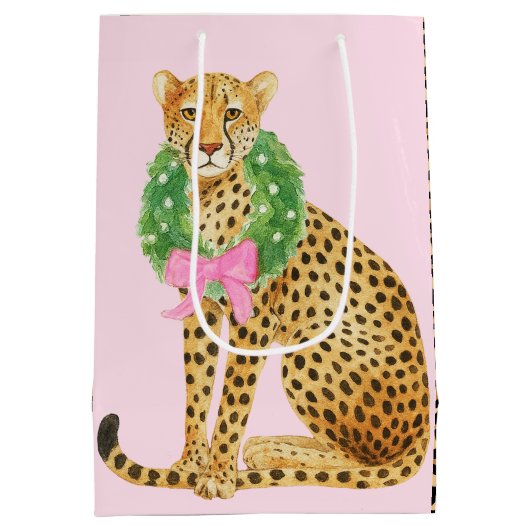 Christmas Wreath Leopard Medium Cadeauzakje (Achterkant)