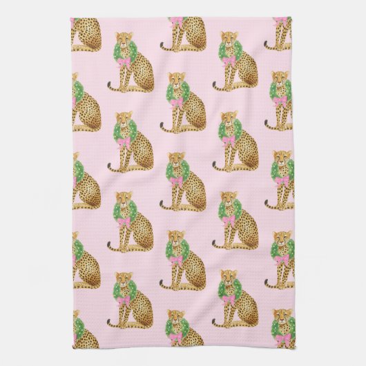 Christmas Wreath Leopard  Theedoek (Verticaal)