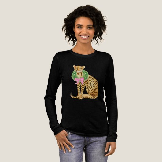 Christmas Wreath Leopard  Tri-Blend Shirt (Voorkant)