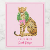 Christmas Wreath Leopard  Wijn Etiket (Enkel label)