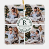 Christmas Wreath Monogram 5 Foto Keramisch Ornament (Voorkant)