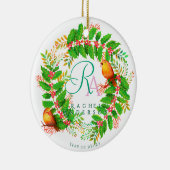 Christmas Wreath Monogram Foto Wit Keramisch Ornament (Rechts)