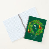 Christmas Wreath Monogram Hunter Green Notitieboek (Binnen)