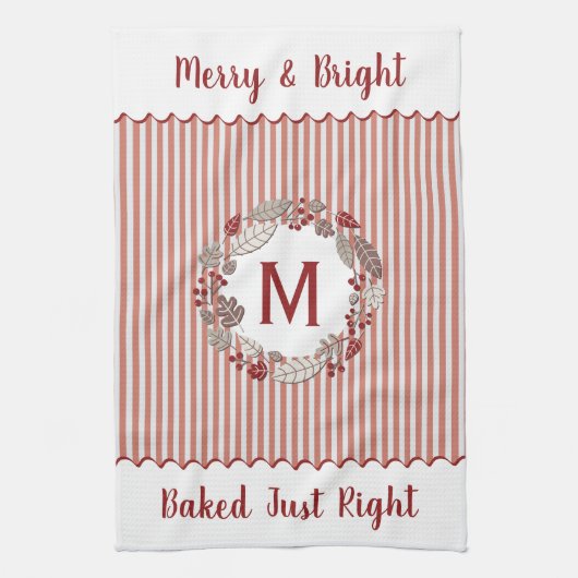 Christmas Wreath Monogram Initiaal Theedoek (Verticaal)