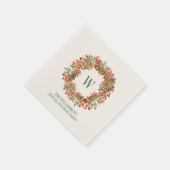 Christmas Wreath Monogram Name Holiday Party Servet (Hoek)