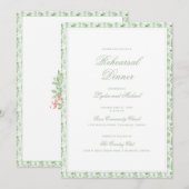 Christmas Wreath | Monogram Rehearsal Dinner Kaart (Voorkant / Achterkant)