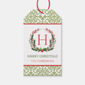 Christmas Wreath Monogrammed Gift Labels Cadeaulabel (Voorkant)