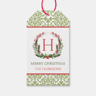 Christmas Wreath Monogrammed Gift Labels Cadeaulabel