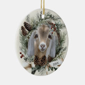 Christmas Wreath Nubian Goat  Keramisch Ornament (Rechts)