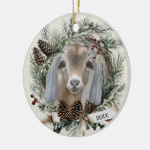 Christmas Wreath Nubian Goat  Keramisch Ornament (Links)