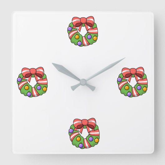 **CHRISTMAS WREATH OH CHRISTMAS WREATH** CLOCK VIERKANTE KLOK (Voorkant)