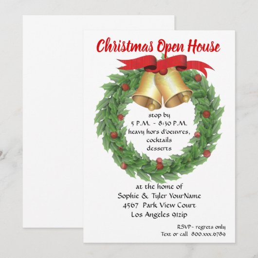 Christmas Wreath Open House Kaart (Voorkant / Achterkant)