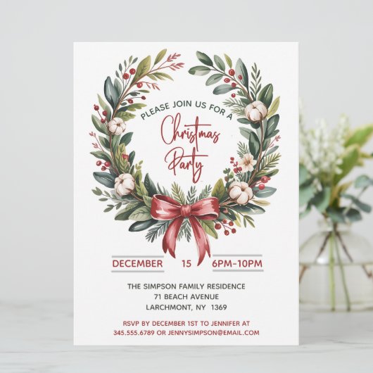 Christmas Wreath Party  Kaart (Staand voorkant)