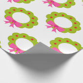 Christmas Wreath Pattern – Pink Bow Holiday Design Cadeaupapier (Hoek)