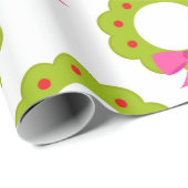 Christmas Wreath Pattern – Pink Bow Holiday Design Cadeaupapier (Rol Hoek)